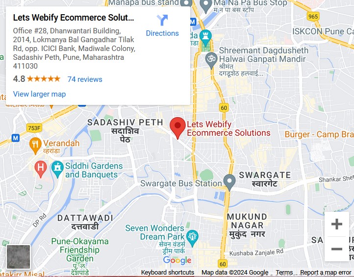 Image showing location of Lets Webify Ecommerce Solutions' office on Map.